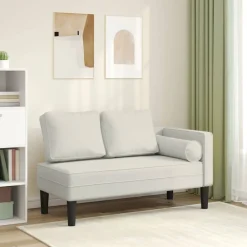 vidaXL Chaise longue avec coussins crème velours