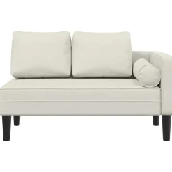 vidaXL Chaise longue avec coussins crème velours