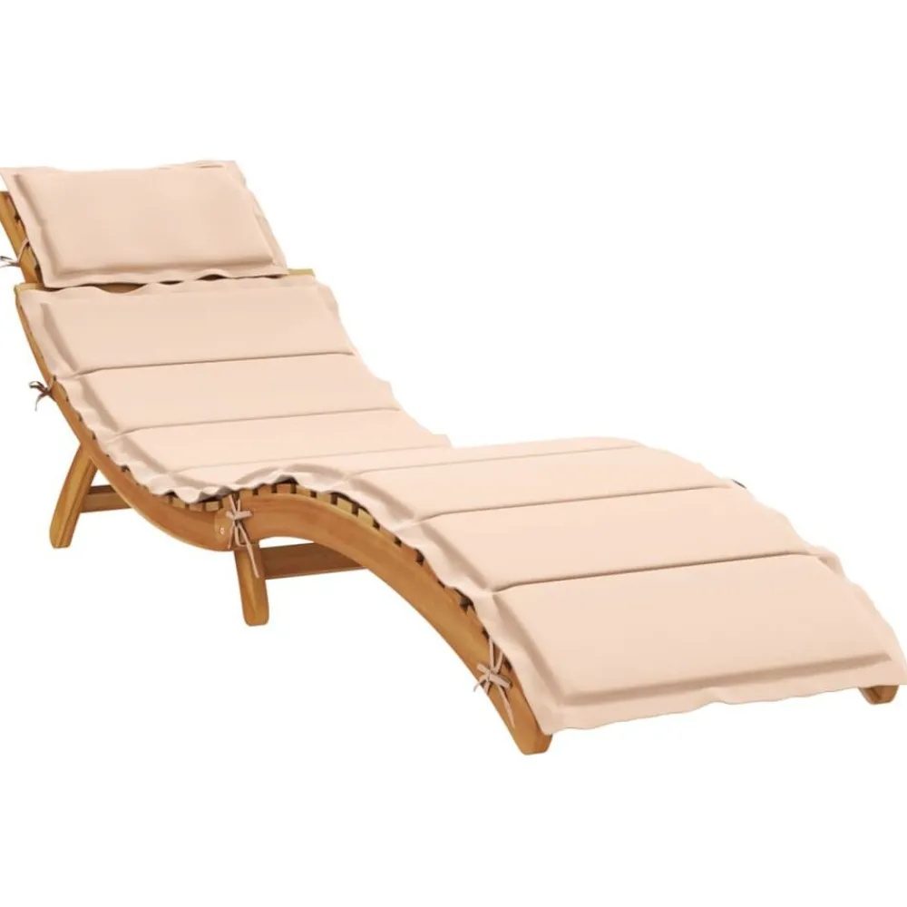 Mobilier De Jardin-vidaXL Chaise longue avec coussin bois d'acacia solide Beige