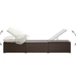 Mobilier De Jardin-vidaXL Chaise longue avec auvent et coussin résine tressée Marron