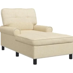 Fauteuils Et Chaises-vidaXL Chaise longue avec coussin Crème 91 x 157 x 91 cm tissu Crème