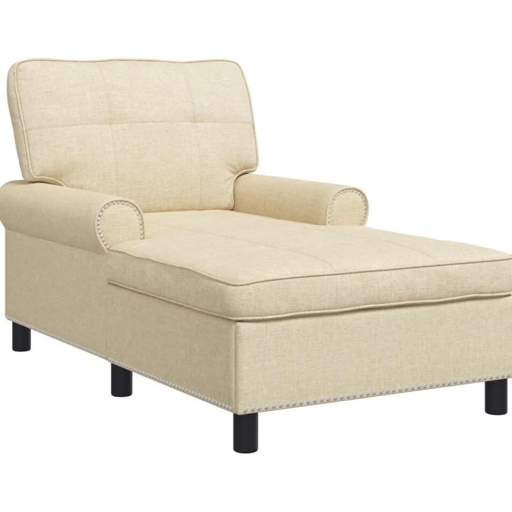 Fauteuils Et Chaises-vidaXL Chaise longue avec coussin Crème 91 x 157 x 91 cm tissu Crème