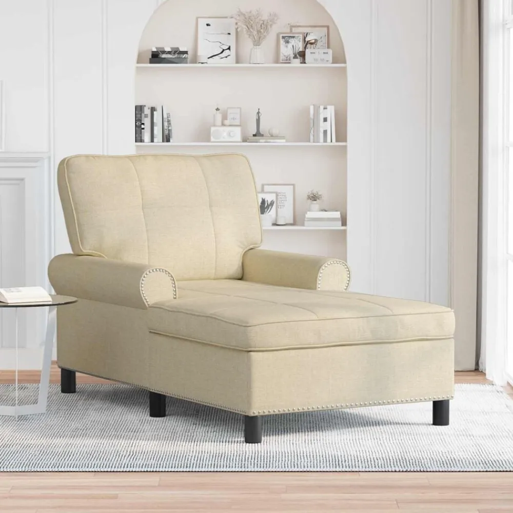 Fauteuils Et Chaises-vidaXL Chaise longue avec coussin Crème 91 x 157 x 91 cm tissu Crème
