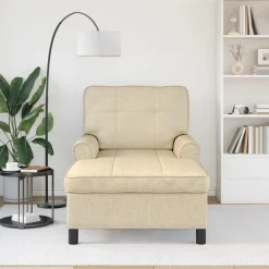 Fauteuils Et Chaises-vidaXL Chaise longue avec coussin Crème 91 x 157 x 91 cm tissu Crème