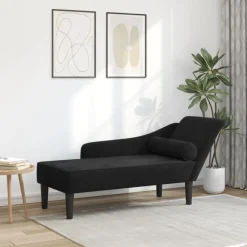 Fauteuils Et Chaises-vidaXL Chaise longue avec coussins velours Noir