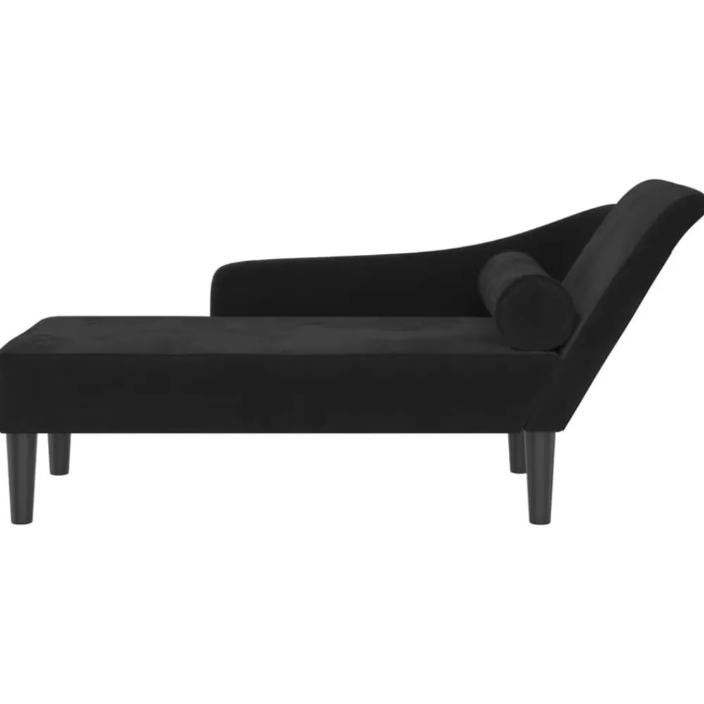 Fauteuils Et Chaises-vidaXL Chaise longue avec coussins velours Noir
