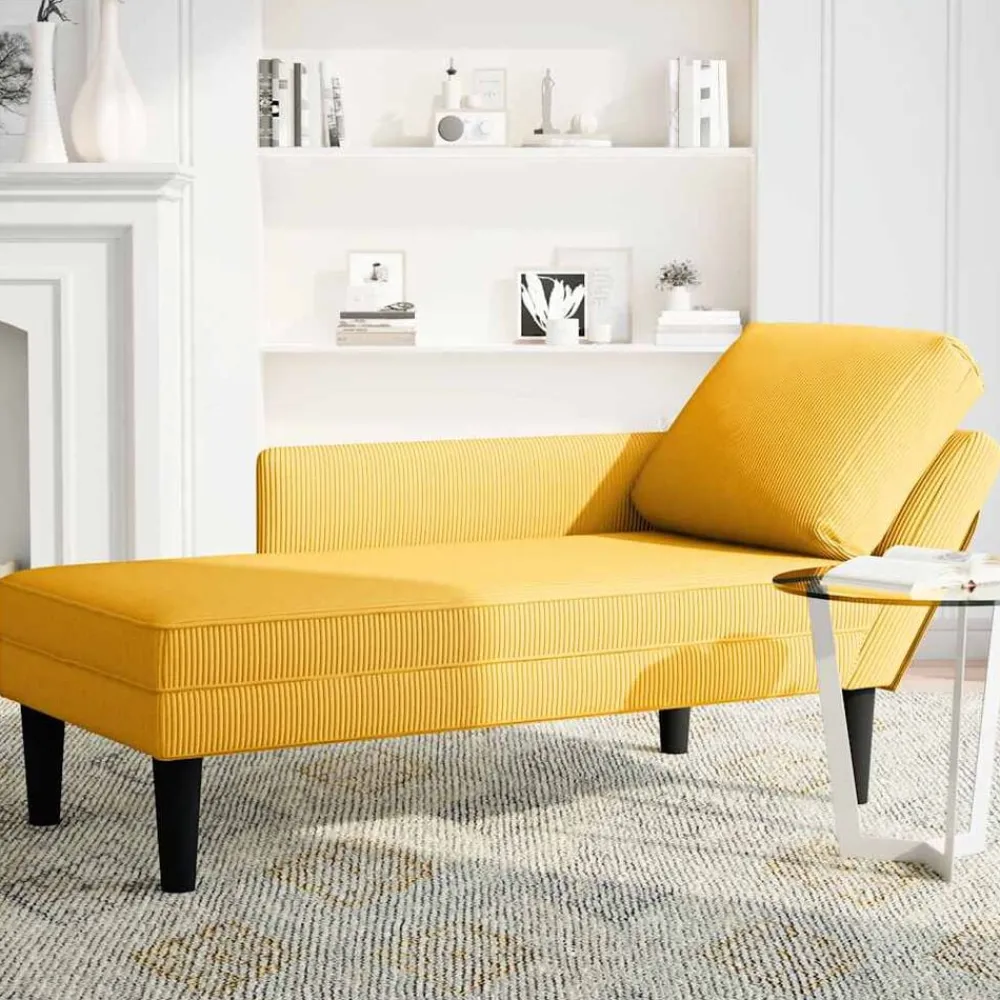 vidaXL Chaise longue avec coussin tissu en velours côtelé