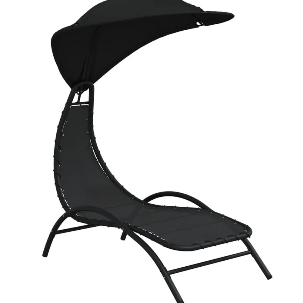 vidaXL Chaise longue avec auvent 167x80x195 cm tissu et acier
