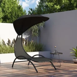 vidaXL Chaise longue avec auvent 167x80x195 cm tissu et acier