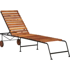Mobilier De Jardin-vidaXL Chaise longue avec pieds en acier Bois d'acacia massif