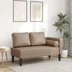 Fauteuils Et Chaises-vidaXL Chaise longue avec coussins similicuir Cappuccino