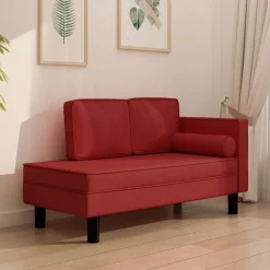 vidaXL Chaise longue coussins et traversin similicuir