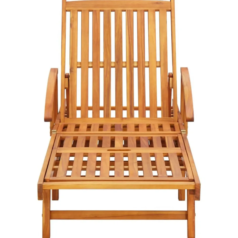 vidaXL Chaise longue de jardin avec coussin Bois d'acacia solide