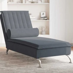 vidaXL Chaise longue de massage avec traversin velours