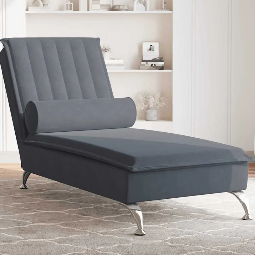 vidaXL Chaise longue de massage avec traversin velours