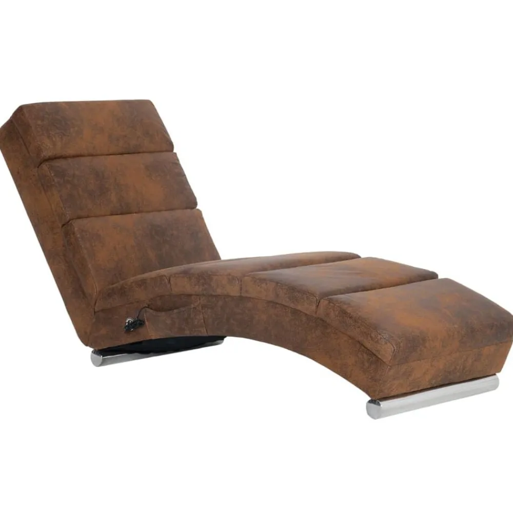 Fauteuils Et Chaises-vidaXL Chaise longue de massage Similicuir daim Marron