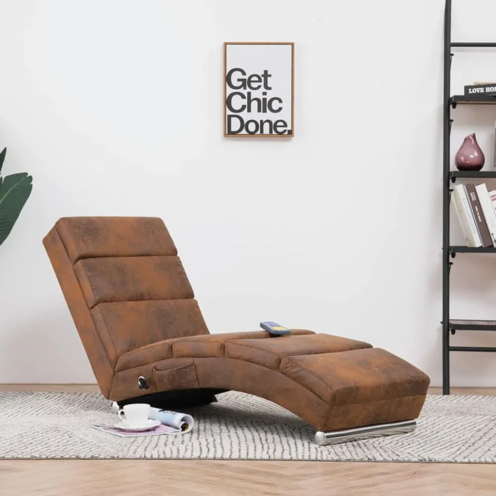 Fauteuils Et Chaises-vidaXL Chaise longue de massage Similicuir daim Marron
