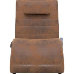 Fauteuils Et Chaises-vidaXL Chaise longue de massage avec oreiller Similicuir daim Marron