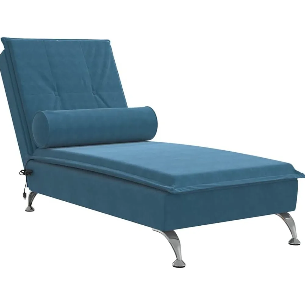 Fauteuils Et Chaises-vidaXL Chaise longue de massage avec traversin velours Bleu