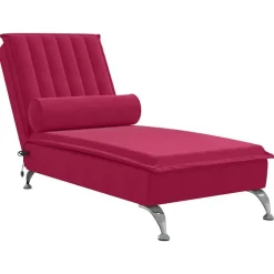 vidaXL Chaise longue de massage avec traversin velours