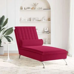 vidaXL Chaise longue de massage avec traversin velours