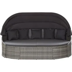 vidaXL Chaise longue d'extérieur avec auvent Résine tressée