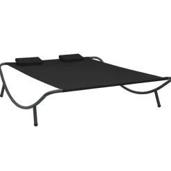 Mobilier De Jardin-vidaXL Chaise longue d'extérieur tissu Noir