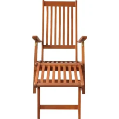 vidaXL Chaise longue d'extérieur repose-pied et coussin Acacia solide
