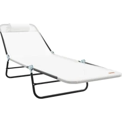 Mobilier De Jardin-vidaXL Chaise longue pliante Crème 182 x 55 x 85,5 cm Textilène Crème