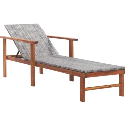 vidaXL Chaise longue Résine tressée et bois d'acacia massif