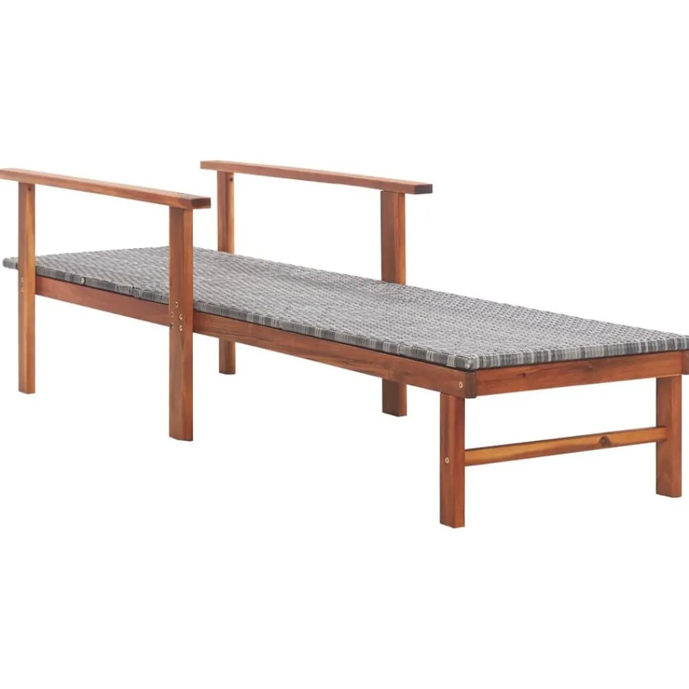 vidaXL Chaise longue Résine tressée et bois d'acacia massif