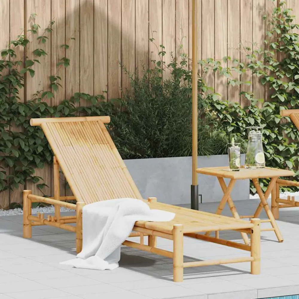 vidaXL Chaise longue 55x199x30 cm bambou
