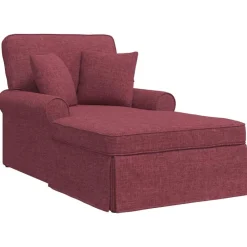 Fauteuils Et Chaises-vidaXL Chaise lounge avec jupe avec coussin 3 pcs tissu Bordeaux