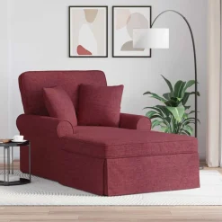 Fauteuils Et Chaises-vidaXL Chaise lounge avec jupe avec coussin 3 pcs tissu Bordeaux