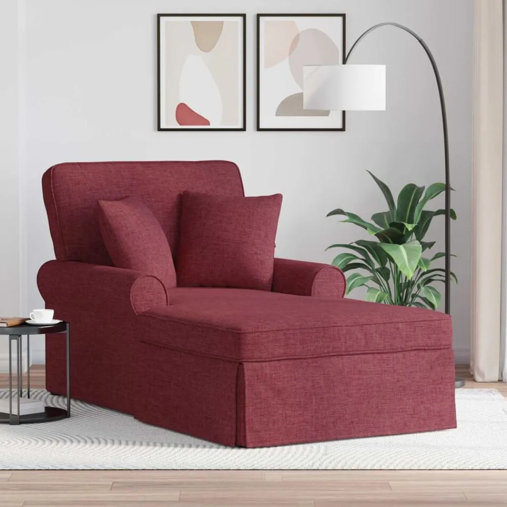 Fauteuils Et Chaises-vidaXL Chaise lounge avec jupe avec coussin 3 pcs tissu Bordeaux