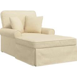 Fauteuils Et Chaises-vidaXL Chaise lounge avec jupe avec coussin 3 pcs Crème tissu Crème