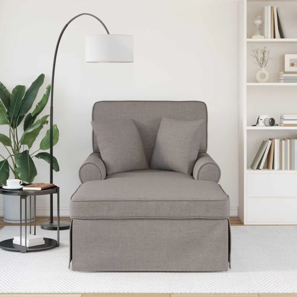 vidaXL Chaise lounge avec jupe avec coussin 3 pcs tissu