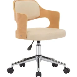 Fauteuils Et Chaises-vidaXL Chaise pivotante à manger Crème Bois courbé et Similicuir Crème