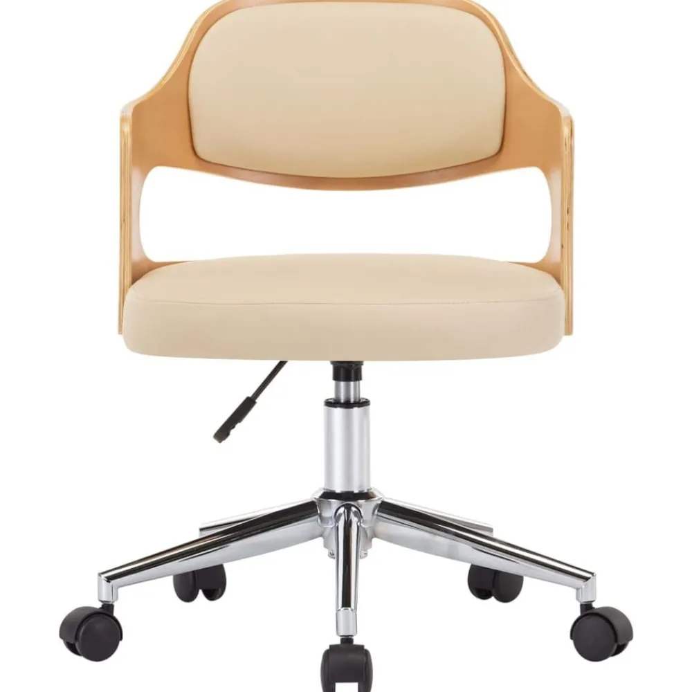Fauteuils Et Chaises-vidaXL Chaise pivotante à manger Crème Bois courbé et Similicuir Crème
