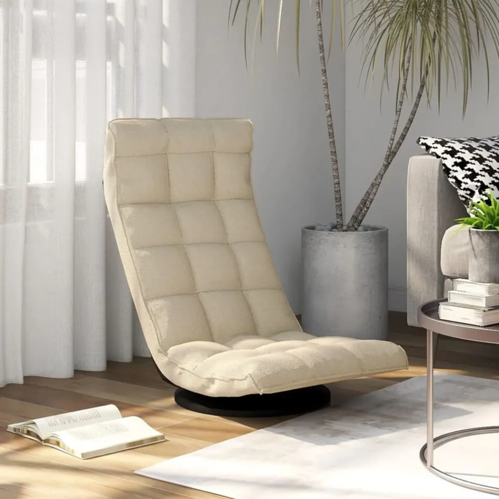 vidaXL Chaise pivotante de sol Crème Tissu