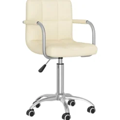 Meubles De Bureau-vidaXL Chaise pivotante de bureau Crème Tissu Crème