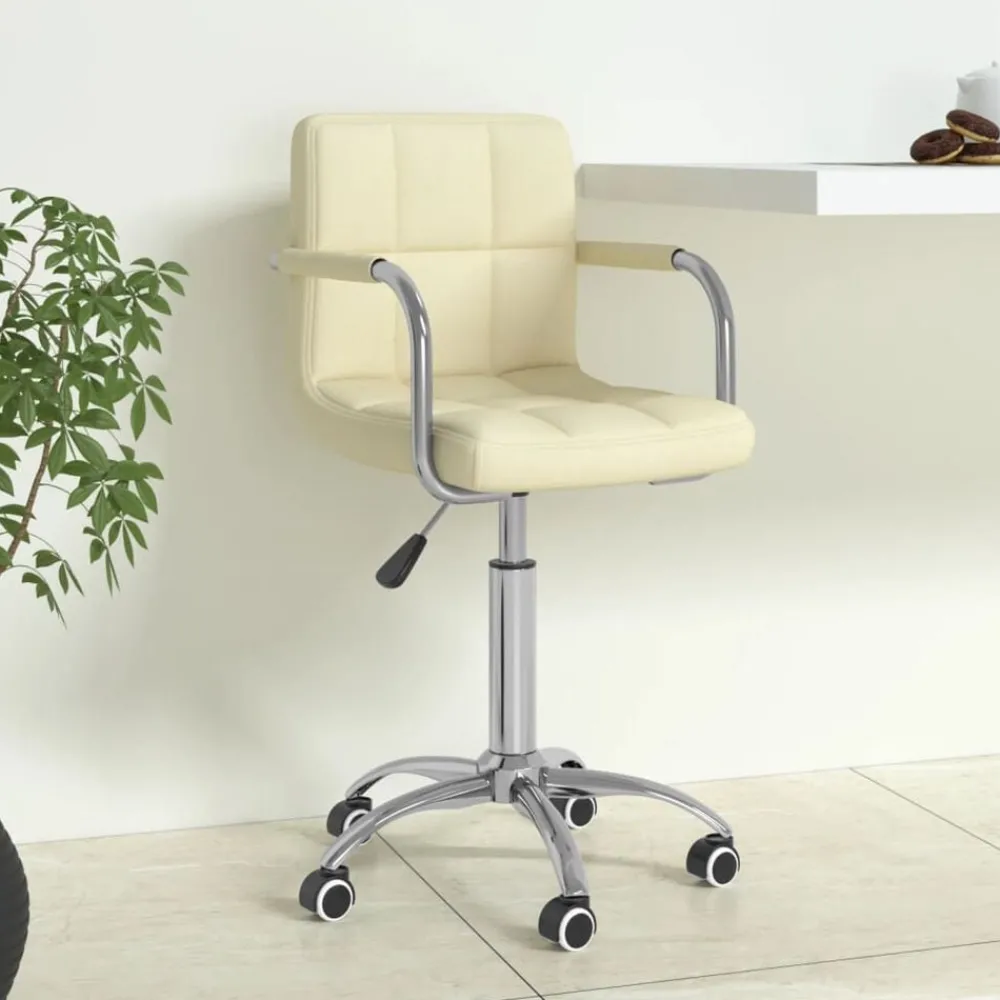 Meubles De Bureau-vidaXL Chaise pivotante de bureau Crème Tissu Crème
