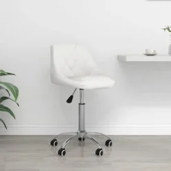 Meubles De Bureau-vidaXL Chaise pivotante de bureau Similicuir Blanc