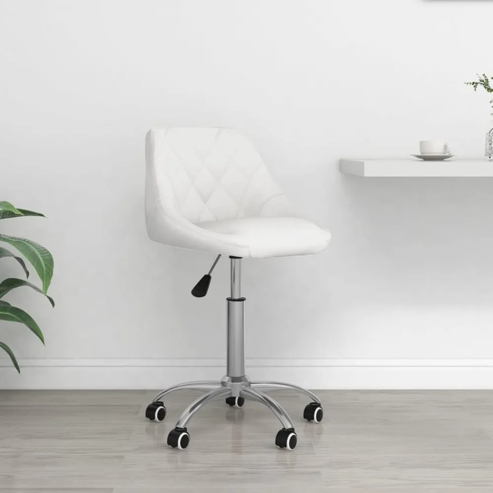 Meubles De Bureau-vidaXL Chaise pivotante de bureau Similicuir Blanc