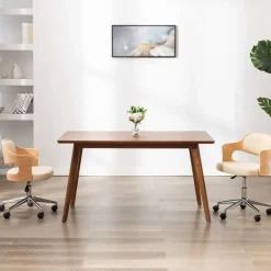 Meubles De Bureau-vidaXL Chaise pivotante de bureau Crème Bois courbé et similicuir Cr&egrave;me