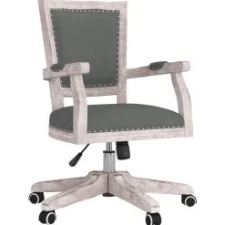 Meubles De Bureau-vidaXL Chaise pivotante de bureau foncé Tissu Gris
