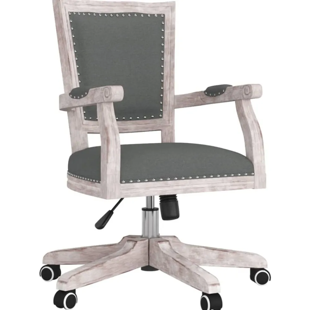 Meubles De Bureau-vidaXL Chaise pivotante de bureau foncé Tissu Gris