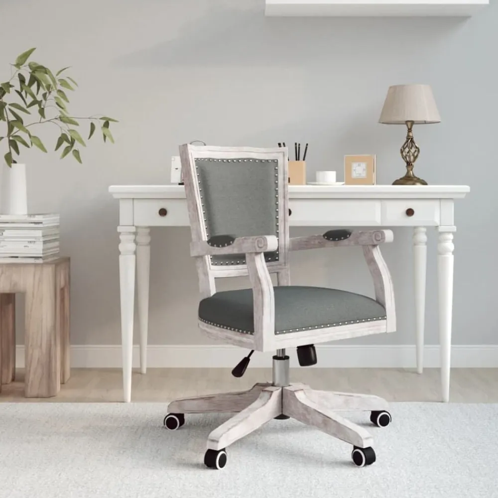 Meubles De Bureau-vidaXL Chaise pivotante de bureau foncé Tissu Gris