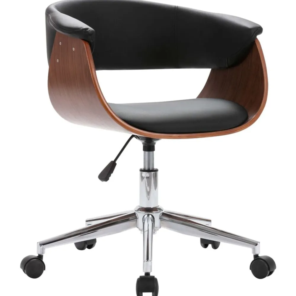 vidaXL Chaise pivotante de bureau Noir Bois courbé et similicuir