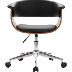 vidaXL Chaise pivotante de bureau Noir Bois courbé et similicuir